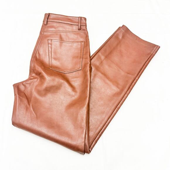 Wilfred Brown Faux Leather Zip Fly Dress Pants Straight Leg #FSL4-6940-30 Size 6 - Picture 9 of 9